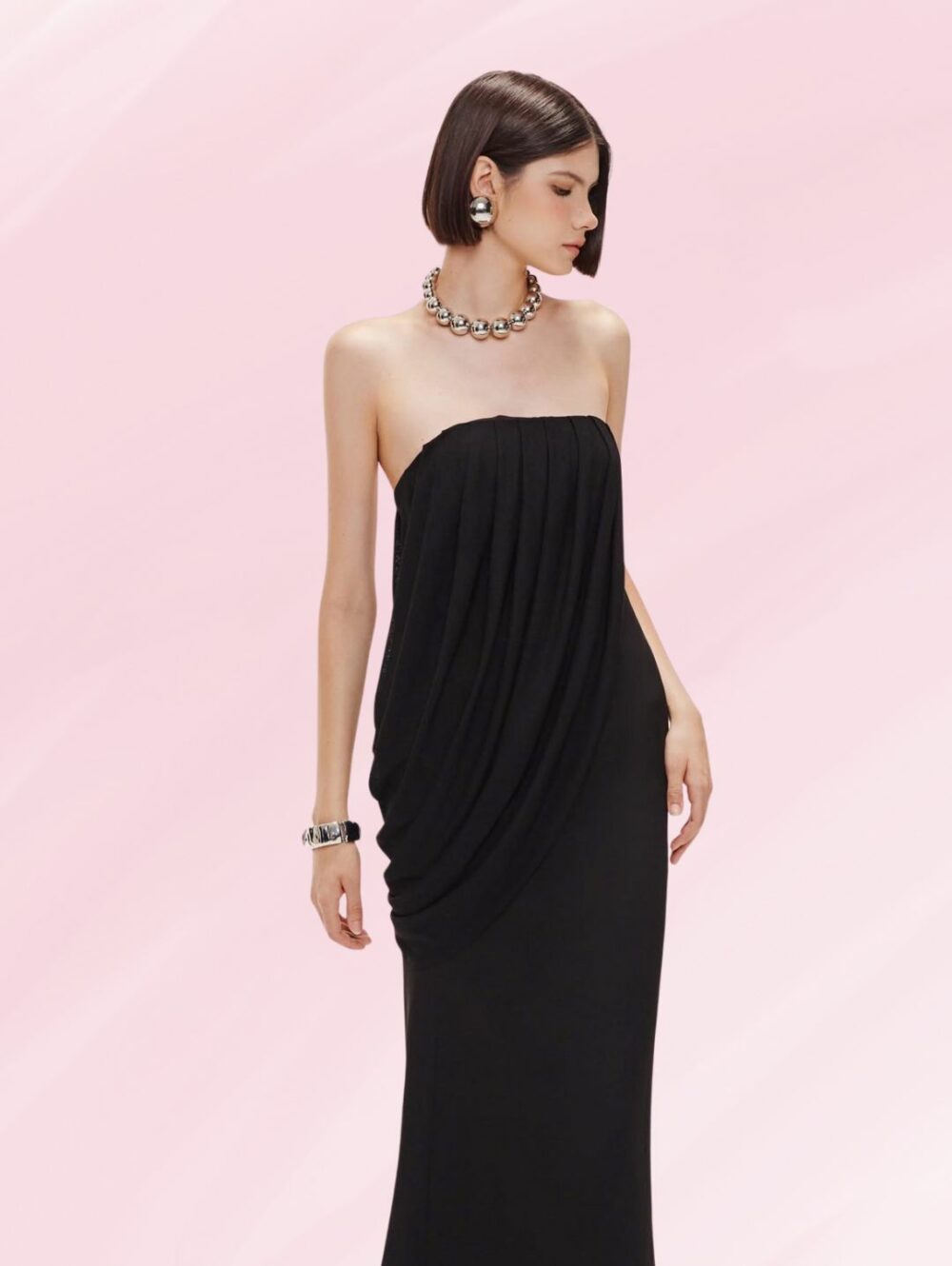 Velvet Drape Strapless Gown