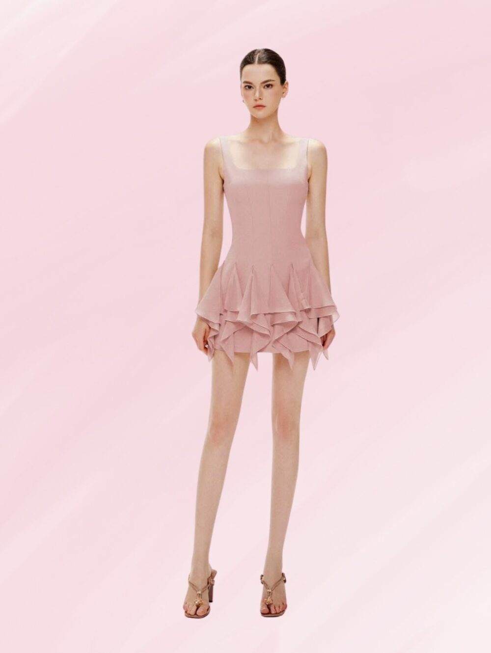 Blush Petal Ruffle Mini Dress