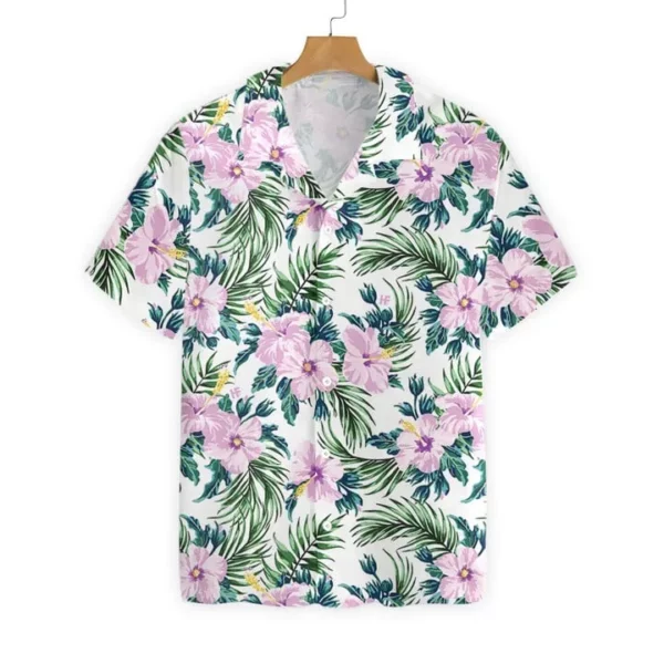 Pink Hibiscus & Palm Leaf Hawaiian Shirt HT034