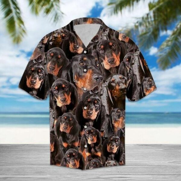 Black & Tan Coonhound All-Over Print Hawaiian Shirt HT059