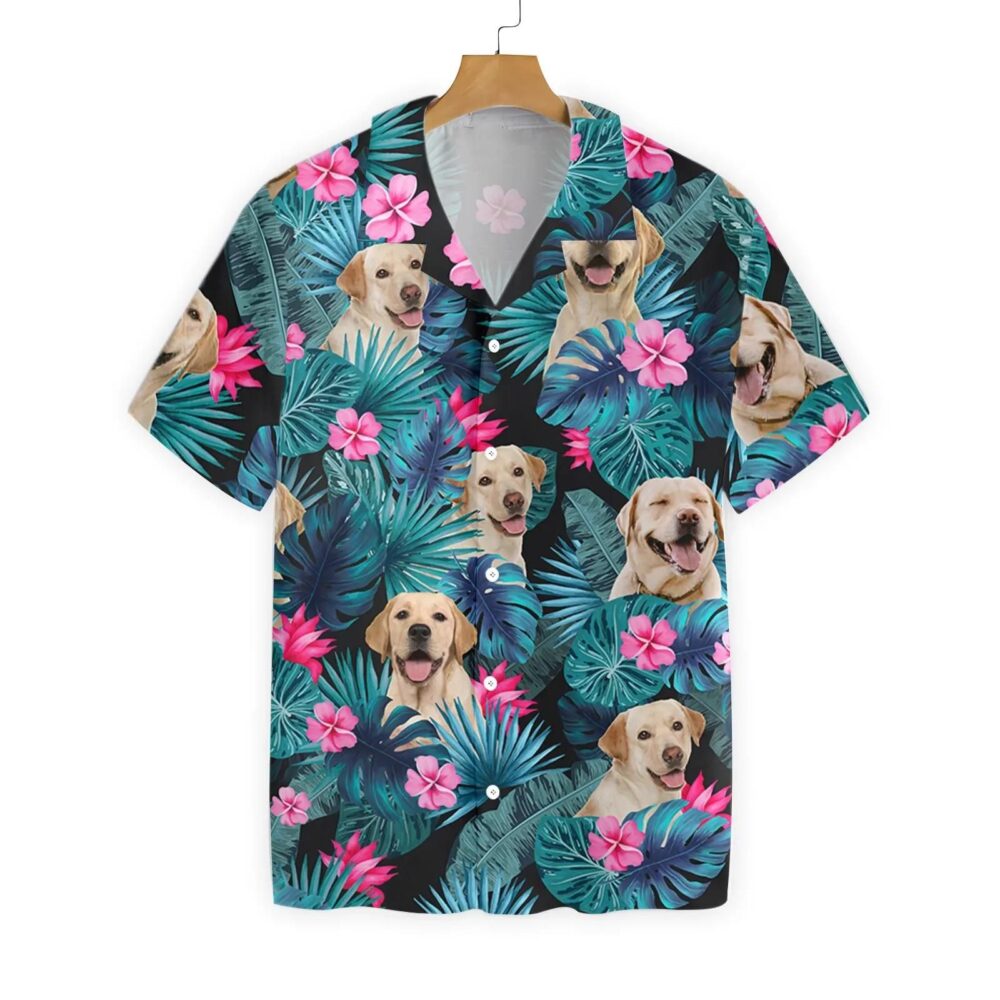 Dog & Tropical Leaf Print Hawaiian Shirt HT047